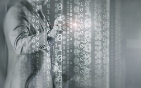 Futuristic Background Matrix Mixed Media Binary Code concept.の写真素材