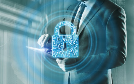 Cyber Security lock Privacy Data Protection internet and Technology concept.の写真素材