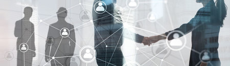 Human network map or people connection. Panoramic banner 2020.の写真素材