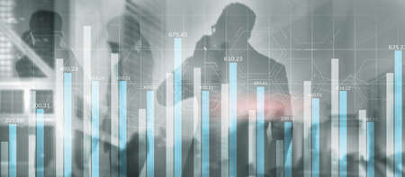 Blue Financial investment or Economic trends business idea and art work design.の写真素材