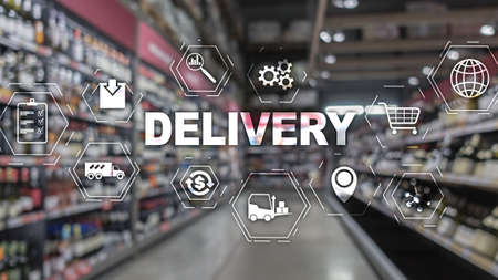 Delivery Concept On Blurred stores and warehousesの写真素材