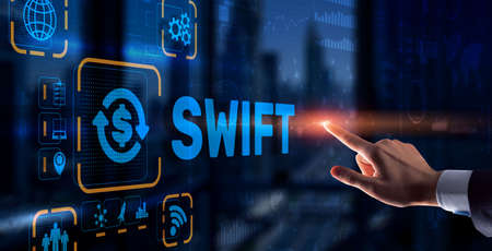 SWIFT. Society for Worldwide Interbank Financial Telecommunications. Financial Banking regulation conceptの写真素材