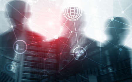 ICT information and telecommunication technology and IOT Futuristic Backgroundの写真素材