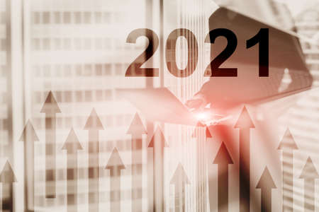 Arrows up 2021. Business Abstract background