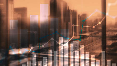 Stock market forex trading graph and candlestick chartの写真素材