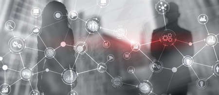 Workflow organisation structure on virtual screen. Business structure
