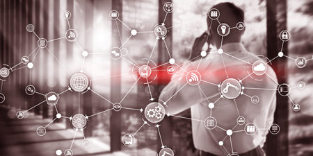 Marketing Automation Software Technology Process System Internet Business concept. mixed media...