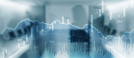 Trading investment and economics concept. Mixed Media Trade concept. Stock market universal backgroundの写真素材