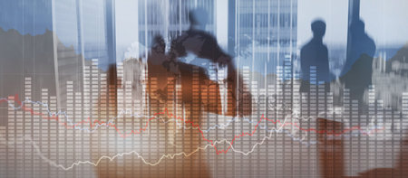 Business graph chart. Virtual screen with stock market changes. Business graph chart