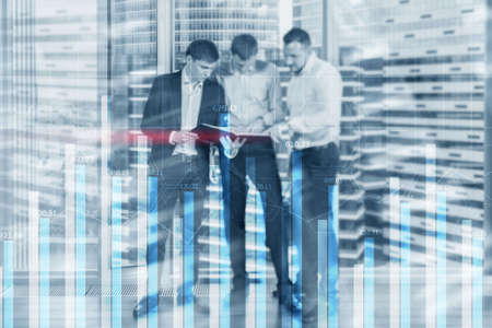 Concept of financial technologies. Trading with blue chartsの写真素材