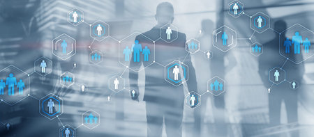 Human Resources Recruitment People Concept. Modern double exposure interfaceの写真素材