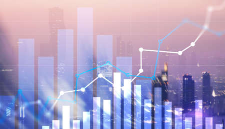 Stock market forex trading graph and candlestick chartの写真素材