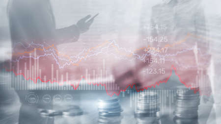 Stock market graph and candlestick. Abstract finance backgroundの写真素材