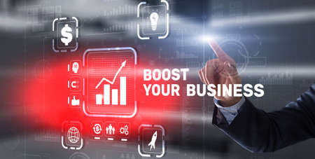 Boost your business on Virtual screen. Business Technology Internet and network conceptの写真素材