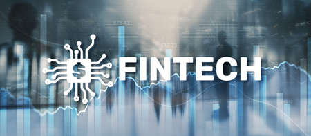 Fintech Financial technology investment Mixed Media Business conceptの写真素材