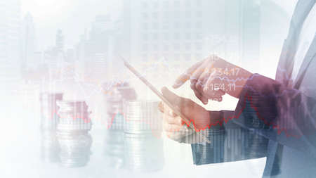 Stock market graph and candlestick. Abstract finance backgroundの写真素材