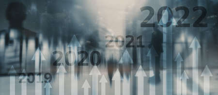 2022 Finacial Technology. Blue Abstract background. Concept for new year 2022