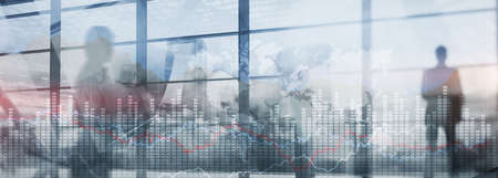 Business Growth Finance graph chart forex exchange concept double exposure mixed mediaの写真素材