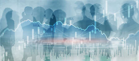 Trading investment and economics concept. Mixed Media Trade concept. Stock market universal backgroundの写真素材