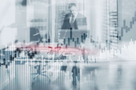 Traders work in the stock market. Financial or Economic conceptの写真素材