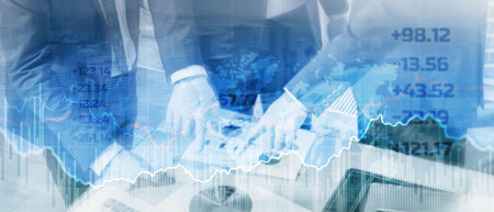 Financial growth graph. Concept of investing and analyzing a businessの写真素材