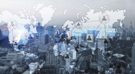 Global Outsourcing Resources Business Internet Technology Concept On city people background