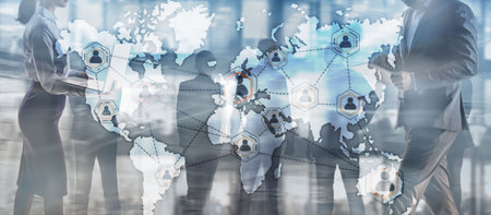 Global Outsourcing Resources Business Internet Technology Concept On city people background