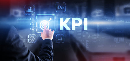KPI Key Performance Indicator Business Internet Technology Concept on Virtual Screenの写真素材