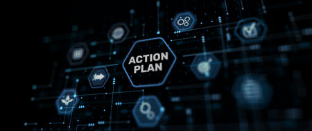 Action plan abstract background. Algorithm and strategy development businessの写真素材