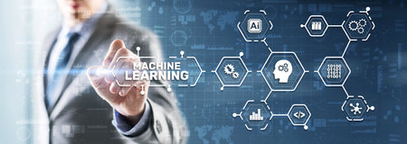 Machine Learning Modern Computer Technologies concept. Artificial intelligence AIの写真素材