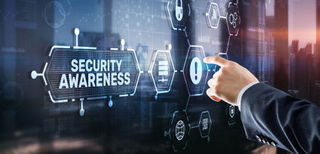 Inscription Security Awareness. Information Security Skills Management Service. Business, Technology, Internet and network conceptの写真素材