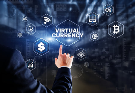 Virtual Currency Exchange Investment concept. Financial Technology Backgroundの写真素材