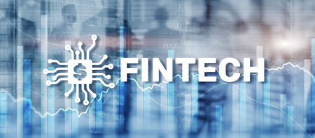 Fintech Financial technology investment Mixed Media Business conceptの写真素材