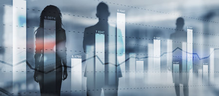 Finacial concept. Business Graph Stock Market chart. Digital charts and screen interfaceの写真素材
