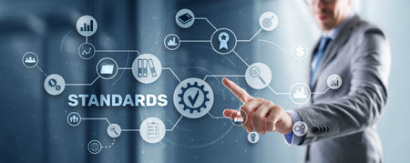 Standard Quality Control Guarantee Internet Business Technology Concept Mixed Mediaの写真素材