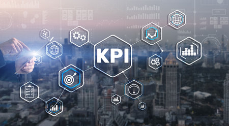 KPI Key Performance Indicator Business Internet Technology Concept on Virtual Screenの写真素材