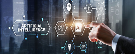 Artificial Intelligence Nanotechnologies Business Technologies concept. Futuristic backgroundの写真素材