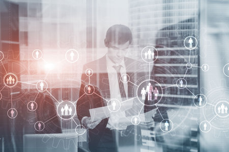 Gear Connection Concept and Human resources managemen on office backgroundの写真素材