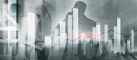 Finacial concept. Business Graph Stock Market chart. Digital charts and screen interfaceの写真素材
