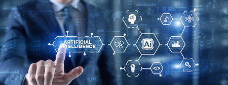 Artificial Intelligence Nanotechnologies Business Technologies concept. Futuristic backgroundの写真素材
