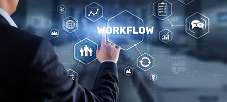 Workflow Repeatability Systematization Buisness Process. Business Technology Internetの写真素材