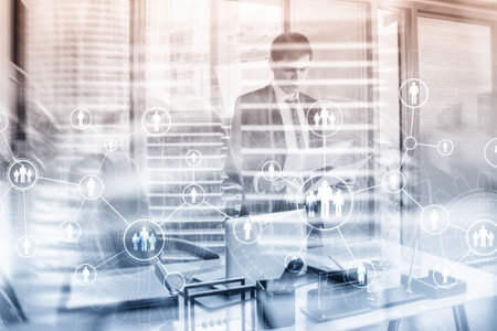 Gear Connection Concept and Human resources managemen on office backgroundの写真素材
