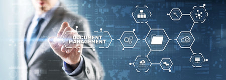 Document Management Data System Business Technology Concept. DMS on virtual screenの写真素材