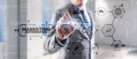 Marketing automation. Computer programs and technical solutions for automating the marketing processes enterpriseの写真素材