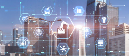 RPA icon Robotic Process Automation system. Artificial intelligence conceptの写真素材