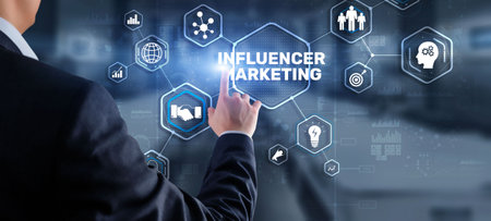 Influencer marketing concept. Business Internet conceptの写真素材