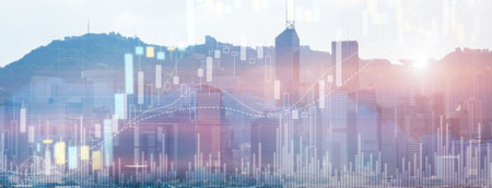 Website Banner Financial growth graph. Sales increase, marketing strategy conceptの写真素材