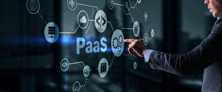 Platform as a Service. PaaS concept on virtual screenの写真素材