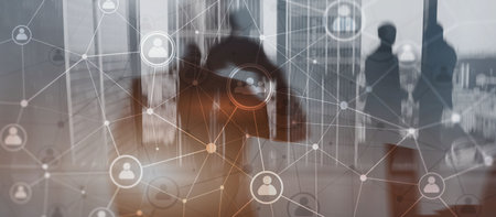 Social media. People relation and organization structure. Business and communication technology...