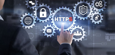 HTTPS inscription background. Internet security concept 2022.の写真素材